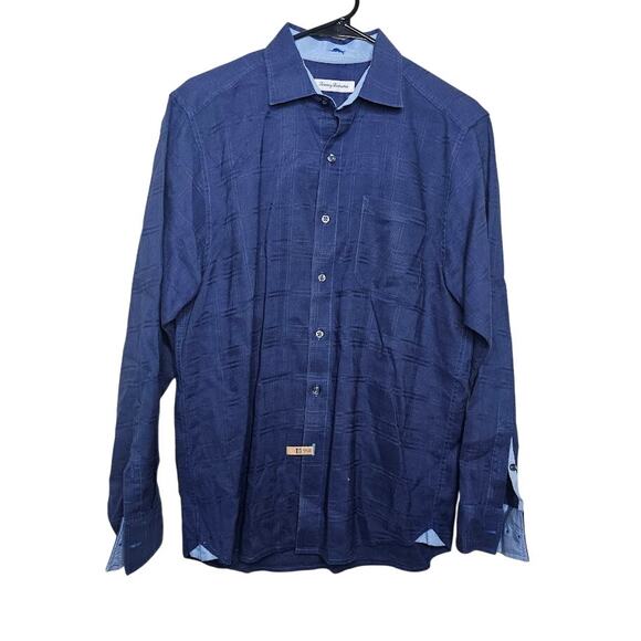 tommy Bahama men's long sleeve blue linen blend button up Size small - Picture 1 of 7